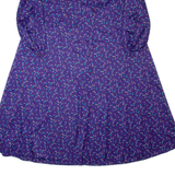DIOLEN Womens A-Line Dress Purple 90s Spotted Long Sleeve Long L