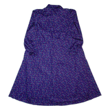 DIOLEN Womens A-Line Dress Purple 90s Spotted Long Sleeve Long L