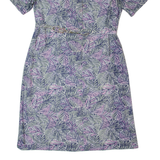 Belted Womens Pencil Dress Pink 90s Crazy Pattern Short Sleeve Midi L