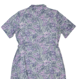 Belted Womens Pencil Dress Pink 90s Crazy Pattern Short Sleeve Midi L