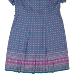 Womens Shift Dress Blue 90s Striped Short Sleeve Midi XL