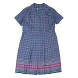 Womens Shift Dress Blue 90s Striped Short Sleeve Midi XL