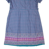 Womens Shift Dress Blue 90s Striped Short Sleeve Midi XL