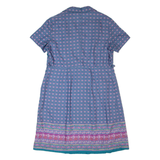 Womens Shift Dress Blue 90s Striped Short Sleeve Midi XL