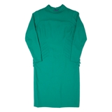Womens Pencil Dress Green 90s Long Sleeve Midi L