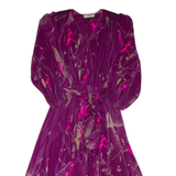 ARCHA Womens A-Line Dress Purple Floral Long Sleeve Midi S