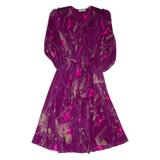 ARCHA Womens A-Line Dress Purple Floral Long Sleeve Midi S