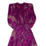 ARCHA Womens A-Line Dress Purple Floral Long Sleeve Midi S