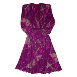 ARCHA Womens A-Line Dress Purple Floral Long Sleeve Midi S