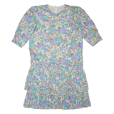 Womens Shift Dress Cream 80s Floral Midi XL