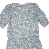 Womens Shift Dress Cream 80s Floral Midi XL