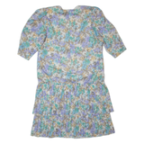 Womens Shift Dress Cream 80s Floral Midi XL