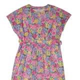 Womens Day Dress Pink 90s Floral Short Sleeve Midi L