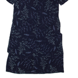 Womens Day Dress Blue 90s Floral Short Sleeve Midi M