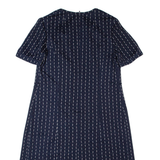 Womens A-Line Dress Blue 90s Striped Short Sleeve Midi L