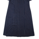 Womens A-Line Dress Blue 90s Striped Short Sleeve Midi L