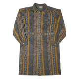 BREMER Womens Shift Dress Brown 90s Striped Long Sleeve Midi L