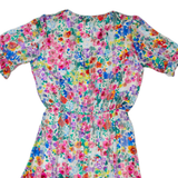 MA CHIC BOUTIQUE Womens Fit & Flare Dress Cream Floral Knee Length S