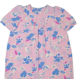 Oversized Womens Shift Dress Pink 90s Floral Short Sleeve Midi L