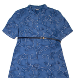 LINEA V Womens A-Line Dress Blue Floral Short Sleeve Midi XL