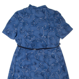 LINEA V Womens A-Line Dress Blue Floral Short Sleeve Midi XL