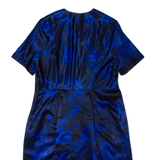 Womens Pencil Dress Black Floral Short Sleeve Midi L