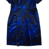 Womens Pencil Dress Black Floral Short Sleeve Midi L