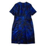 Womens Pencil Dress Black Floral Short Sleeve Midi L