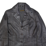 LEATHER ZONE Womens Blazer Jacket Black Leather M