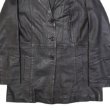 LEATHER ZONE Womens Blazer Jacket Black Leather M