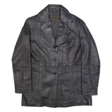 LEATHER ZONE Womens Blazer Jacket Black Leather M