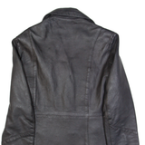LEATHER ZONE Womens Blazer Jacket Black Leather M