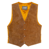 Mens Biker Waistcoat Brown Leather Suede 90s XS