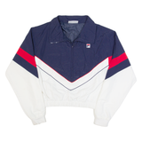 FILA 1/2 Zip Up Cropped Womens Pullover Jacket Blue Chevron XS