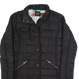 DESIGUAL Womens Puffer Coat Black Floral M