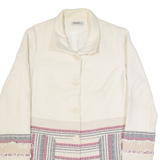 DESIGUAL Womens Overcoat Coat White Striped M