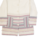 DESIGUAL Womens Overcoat Coat White Striped M