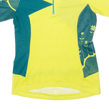 QLOOM Floral Cycling Womens Jersey Yellow 1/4 Zip M