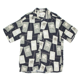 PIERRE CARDIN Mens Shirt Black Crazy Pattern L