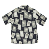 PIERRE CARDIN Mens Shirt Black Crazy Pattern L