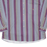 IVY CREW Mens Shirt Maroon Striped Long Sleeve L