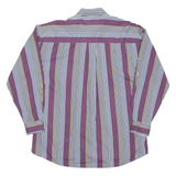 IVY CREW Mens Shirt Maroon Striped Long Sleeve L
