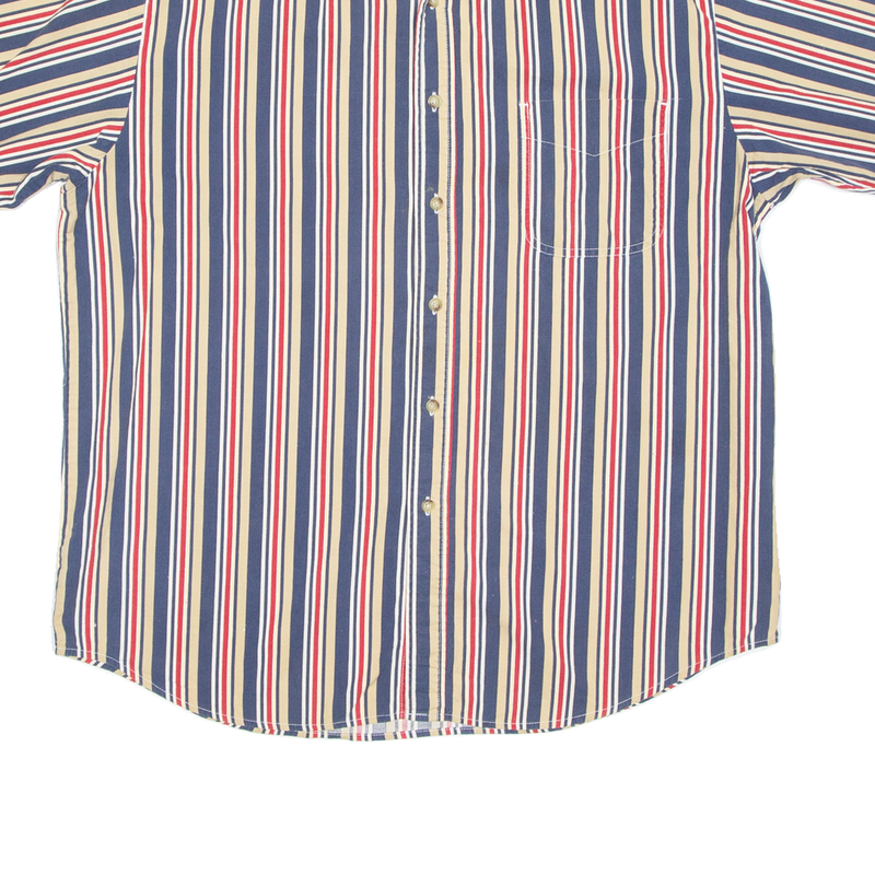 BASIC EDITIONS Mens Shirt Brown Striped L