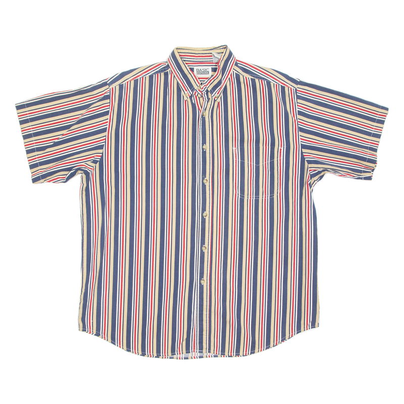 BASIC EDITIONS Mens Shirt Brown Striped L