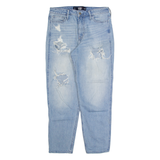 HOLLISTER Distressed Womens Jeans Blue Regular Tapered Stone Wash W26 L26