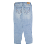 HOLLISTER Distressed Womens Jeans Blue Regular Tapered Stone Wash W26 L26