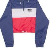 LA SHADY Womens Pullover Jacket Blue Nylon Hooded Colourblock M