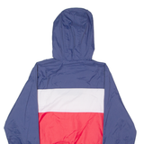 LA SHADY Womens Pullover Jacket Blue Nylon Hooded Colourblock M