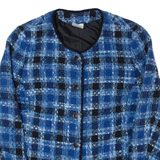 Womens Blazer Jacket Blue Wool 90s Check UK 16