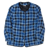 Womens Blazer Jacket Blue Wool 90s Check UK 16